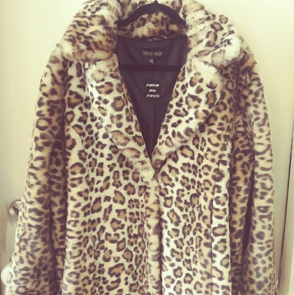 Vegan Leopard Fur Jacket Current Mood DollsKill